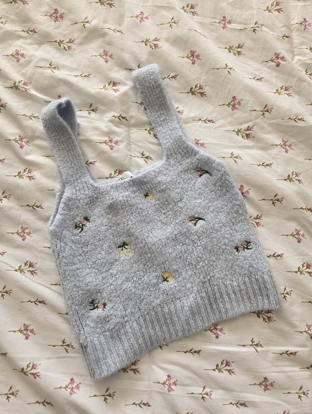 Zara Pale Blue Soft Bouclé Tank